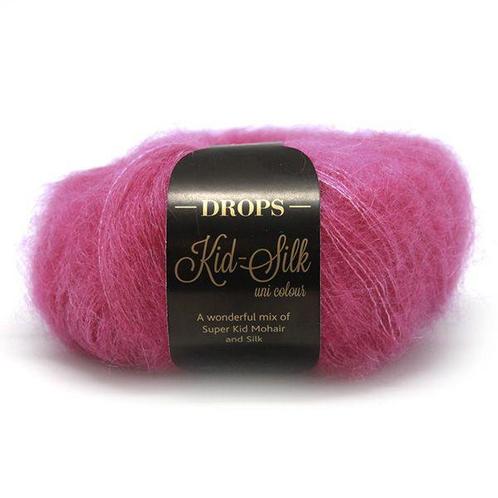 DROPS Kid-Silk Uni Colour - 13 pink - Mohair Garen, Hobby en Vrije tijd, Breien en Haken, Ophalen of Verzenden
