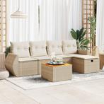 vidaXL 6-delige Loungeset met kussens poly rattan beige, Verzenden, Nieuw, Rotan, Loungeset