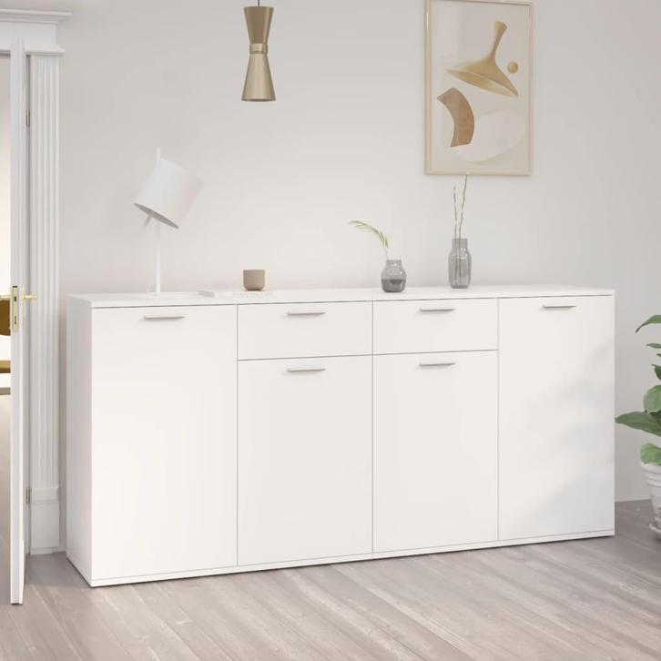 vidaXL Dressoir 160x36x75 cm bewerkt hout wit, Huis en Inrichting, Kasten | Dressoirs, 25 tot 50 cm, Nieuw, 150 tot 200 cm, Overige houtsoorten