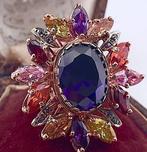 Zonder Minimumprijs - Ring - 9 kt. Roségoud, Zilver Amethist, Nieuw