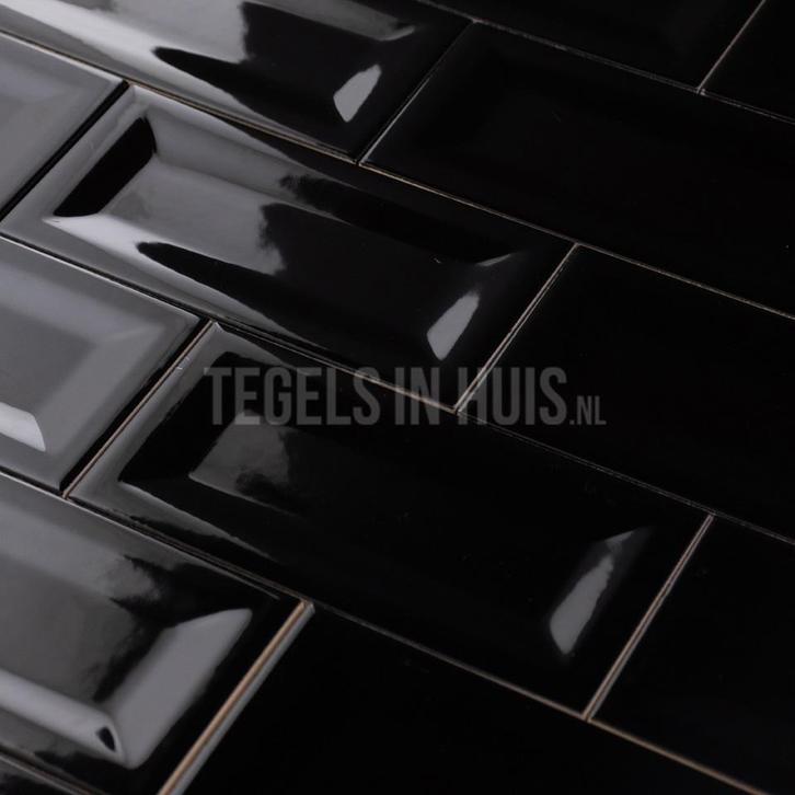 Wandtegel evolution in metro glans zwart 7,5x15 cm, Doe-het-zelf en Verbouw, Tegels, Wandtegels, Nieuw, 10 m² of meer, Keramiek