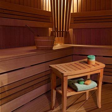 Badkamer / Sauna bankje met opbergruimte - Van bamboe hout -