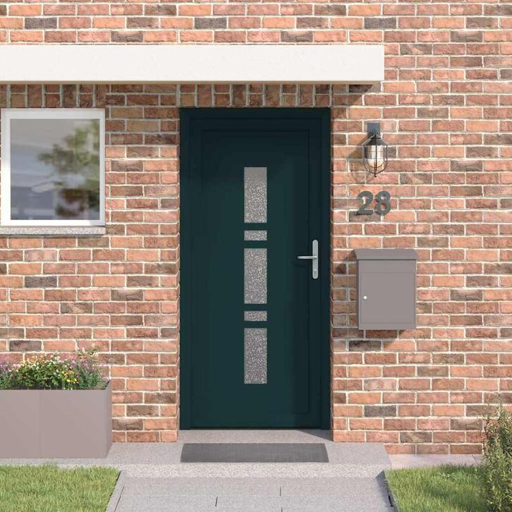 vidaXL Voordeur Antraciet PVC, Doe-het-zelf en Verbouw, Deuren en Horren, Nieuw, Verzenden