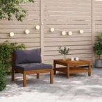 vidaXL 2-delige Loungeset met donkergrijze kussens, Verzenden, Nieuw, Hout, Loungeset