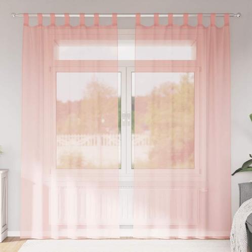 vidaXL Gordijnen voile met roedezakken 2 st roze, Huis en Inrichting, Stoffering | Gordijnen en Lamellen, Nieuw, Verzenden