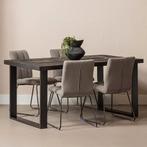 Mangohouten Eettafel Rechthoek Roy 260x100 cm Zwart (6cm), Huis en Inrichting, Tafels | Eettafels, 100 tot 150 cm, Verzenden, Industriële meubels