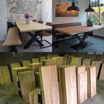 Eiken (boomstam) tafels uit voorraad leverbaar, Huis en Inrichting, Nieuw, 200 cm of meer, Landelijk, Rechthoekig