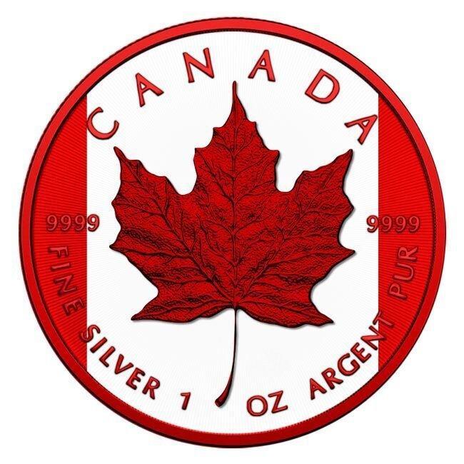 Canada. 5 Dollars 2025 1 oz Maple Leaf Canada Flag Cyber Red, Postzegels en Munten, Munten | Europa | Niet-Euromunten
