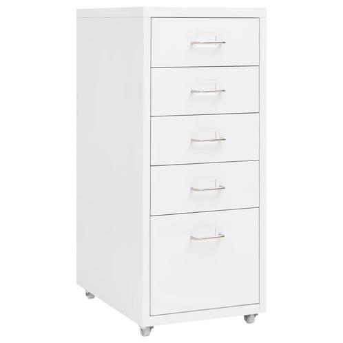 vidaXL Ladeblok verrijdbaar 28x41x69 cm metaal wit, Huis en Inrichting, Kasten | Roldeurkasten en Archiefkasten, Nieuw, Verzenden