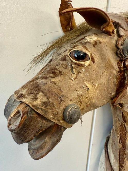 Figuur - Large 1840s horse - H57cm/L57cm - Hout, Leder, Antiek en Kunst, Antiek | Speelgoed