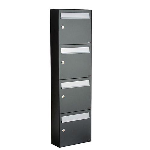 Brievenbusunit Flow set wand 4-hoog - antraciet, Tuin en Terras, Brievenbussen, Nieuw, Verzenden