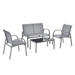 Tuinset 4-delig Gagra loungeset lichtgrijs en zwart, Tuin en Terras, Verzenden, Nieuw