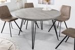 Ronde eettafel SCORPION 80cm grijs mango massief hout zwarte, Huis en Inrichting, Tafels | Eettafels, Ophalen of Verzenden, Nieuw