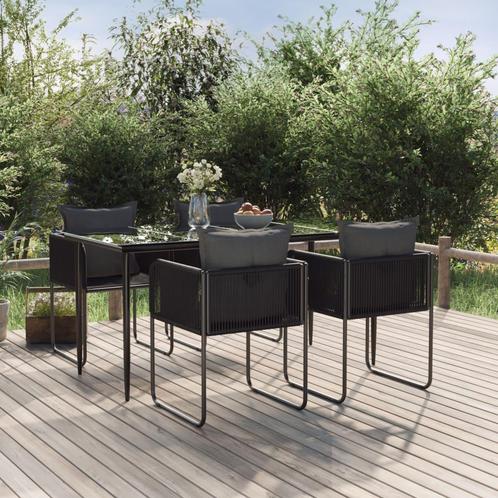 vidaXL 5-delige Tuinset zwart, Tuin en Terras, Tuinsets en Loungesets, Tuinset, Nieuw, 4 zitplaatsen, Rvs, Verzenden