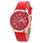 Fako® - Horloge - Geneva - Roman - Metal - Rood, Verzenden, Nieuw