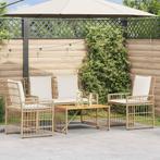 vidaXL Buitenmeubelset 4 pcs Natuurlijk en Crème Wit, Tuin en Terras, Tuinsets en Loungesets, Verzenden, Nieuw