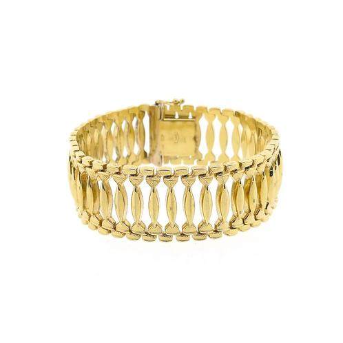 Gouden fantasie schakel armband | 17,5 cm (luxe armband), Sieraden, Tassen en Uiterlijk, Armbanden, Overige kleuren, Gebruikt