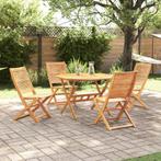 vidaXL Tuin Eetset 5 pcs Bruin Middelgroot Massief, Verzenden, Nieuw