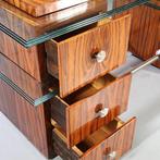 Een uniek bureau met glazen werkblad laat Art Deco ca 1950 m, Antiek en Kunst, Ophalen of Verzenden