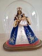 Madonna met kind onder stolp - 41 cm - Glas, Hout, Textiel,, Antiek en Kunst, Antiek | Boeken en Bijbels