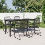 vidaXL 5-delige Tuinset PVC-rattan zwart, 4 zitplaatsen, Kunststof, Verzenden, Nieuw