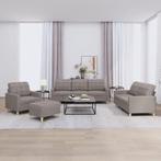 vidaXL 4-delige Loungeset met kussens stof taupe, Verzenden, 150 tot 200 cm, Nieuw, Stof