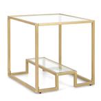Koffietafel met Glazen Tafelblad Metalen Frame Vierkante Gla, Huis en Inrichting, Nieuw, Verzenden