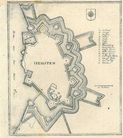 Stadsplattegrond van Heusden, Antiek en Kunst, Kunst | Etsen en Gravures