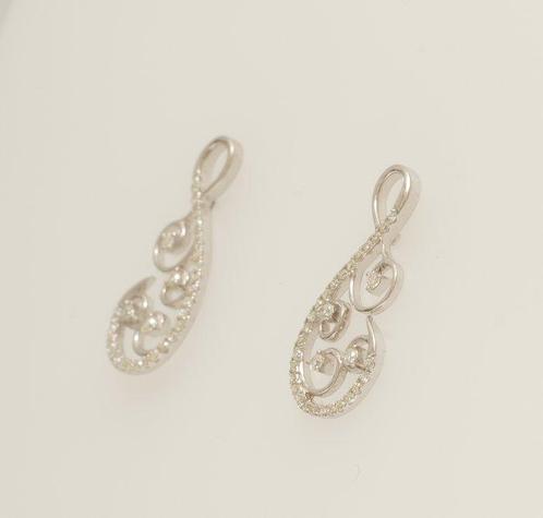 Oorstekers - 14 karaat Witgoud - 0.30ct. tw. Diamant, Sieraden, Tassen en Uiterlijk, Antieke sieraden