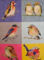 Nieuw ontwerp! Exclusief weefsel met geschilderde vogeltjes, Antiek en Kunst