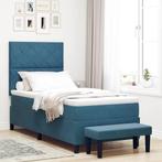 vidaXL Boxspring bed met matras Donkerblauw 90 x 200 cm, Huis en Inrichting, Verzenden, Nieuw, Blauw, Stof