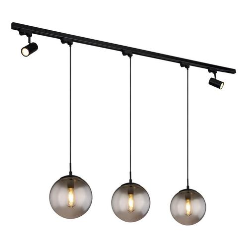 Plafondlamp Railsysteem BLAMA E27 Matt zwart 3-Lichts Smoked, Huis en Inrichting, Lampen | Plafondlampen, Metaal, Ophalen of Verzenden