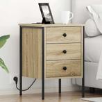 vidaXL Nachtkastje met lade Sonoma eiken 42 x 41 x 61 cm, Huis en Inrichting, Minder dan 45 cm, Verzenden, Nieuw, 55 tot 70 cm