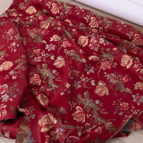 Prachtige Venetiaanse Lampas Bordeaux - Textiel - 270 cm -, Antiek en Kunst, Antiek | Kleden en Textiel