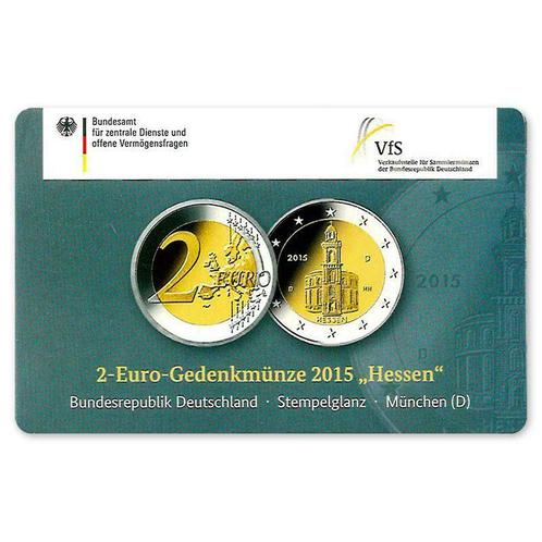 Duitsland 2 Euro Hessen 2015 Coincard D, Postzegels en Munten, Munten | Europa | Euromunten, Verzenden