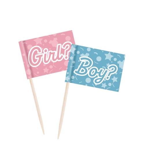 Gender Reveal Cocktailprikkers 50st, Hobby en Vrije tijd, Feestartikelen, Nieuw, Verzenden