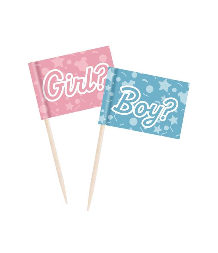 Gender Reveal Cocktailprikkers 50st, Hobby en Vrije tijd, Feestartikelen, Nieuw, Verzenden