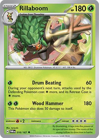 Rillaboom 016/167 reverse holo Twilight Masquerade, Hobby en Vrije tijd, Verzamelkaartspellen | Pokémon, Losse kaart, Nieuw, Foil