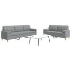 vidaXL 2-delige Loungeset met sierkussens stof lichtgrijs, Huis en Inrichting, Verzenden, Nieuw, Vierpersoons of meer, Stof