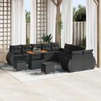 vidaXL 13-delige Tuin Sofa Set met Kussens Zwart Poly Rattan, Verzenden, Nieuw, Rotan