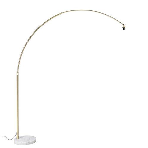 Booglamp messing met marmeren voet wit verstelbaar - XXL, Huis en Inrichting, Lampen | Vloerlampen, Nieuw, Overige materialen