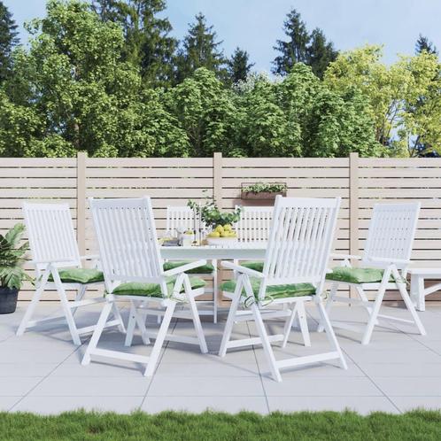 vidaXL Stoelkussens 6 st bladpatroon 50x50x7 cm stof, Huis en Inrichting, Woonaccessoires | Kussens, Groen, Nieuw, Verzenden