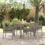 vidaXL Tuin eettafelset 5 pcs Grijs poly rattan, Verzenden, Nieuw, Rotan