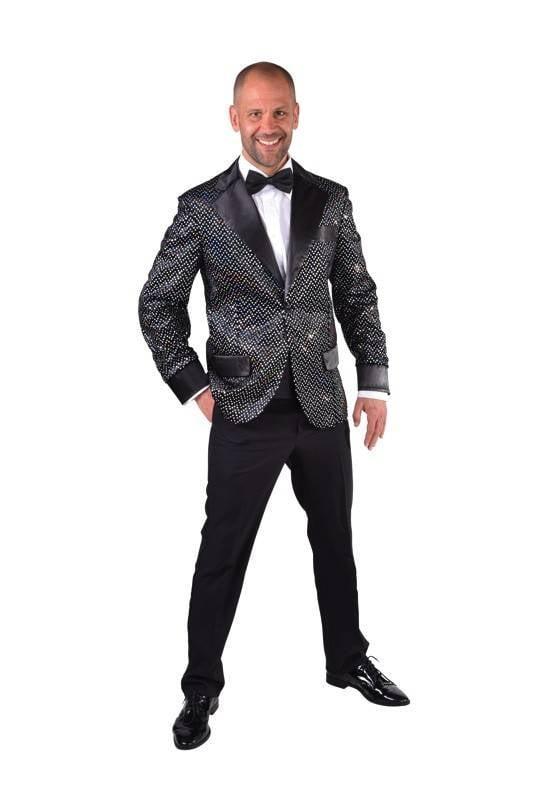 Colbert Man Glitter Zwart, Kleding | Heren, Carnavalskleding en Feestkleding, Nieuw, Ophalen of Verzenden