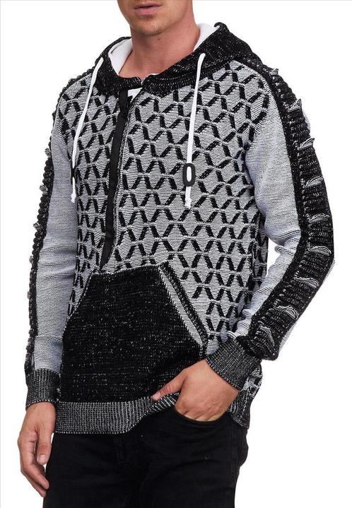 RustyNeal - Heren Hoodie Trui - Zwartwit - Modernfit -, Kleding | Heren, Truien en Vesten, Verzenden