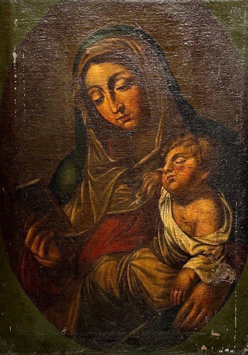 Italiaanse school (XIX) - Madonna con Bambino - NO RESERVE, Antiek en Kunst, Kunst | Schilderijen | Klassiek