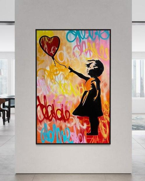 Gunnar Zyl - Girl With Balloon / Banksy & Zyl XXL, Antiek en Kunst, Kunst | Schilderijen | Modern