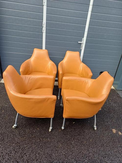 4x Camel Bert Plantagie Lounge E stoelen, Huis en Inrichting, Stoelen