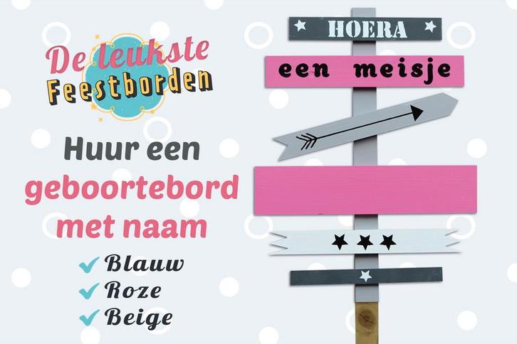 Geboortebord Pijlenbord roze - geboorteborden huren meisje, Kinderen en Baby's, Kraamcadeaus en Geboorteborden, Geboortebord, Zo goed als nieuw