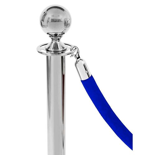 Afzetkoord | Verchroomd/Blauw (Velours) | 150cm Luxus, Zakelijke goederen, Horeca | Keukenapparatuur, Nieuw in verpakking, Verzenden
